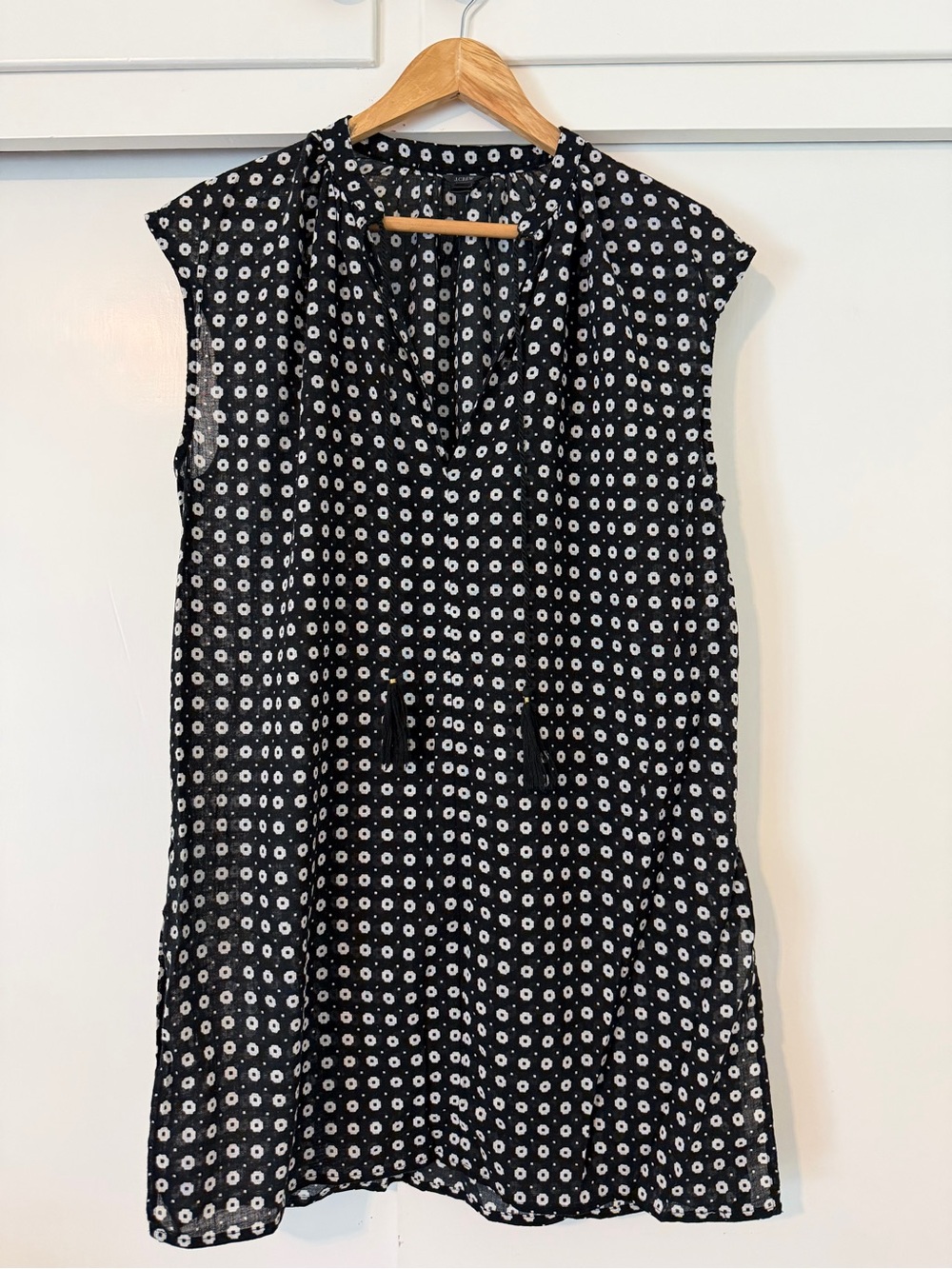 J. Crew swim cover-up.  Sleeveless V-Neck style with White Dot Floral Print